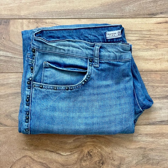 ZARA TRAFALUC PREMIUM WASH BAGGY DISTRESSED JEANS - Picture 9 of 9